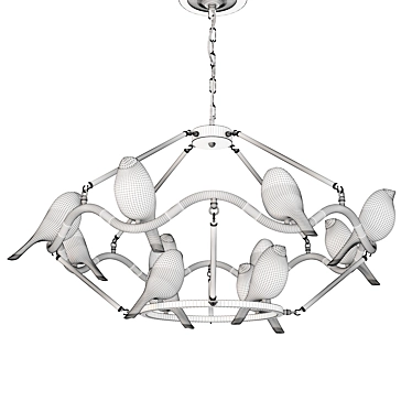 Divinare Tucano 9656Q03: Stunning White Metal & Acrylic Pendant Light 3D model image 1 