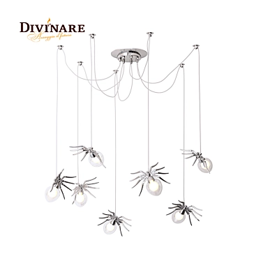 Divinare Ragno 1308Q02 PL-7: Elegant Chrome Pendant Light with 7 G9 Bulbs 3D model image 1 