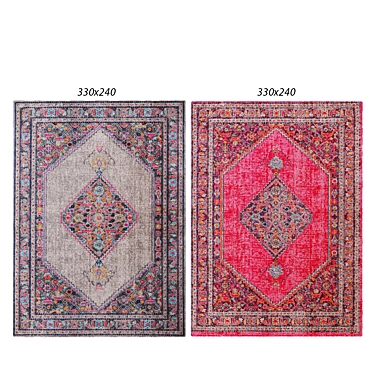 Modern Distressed Rugs: Gray & Pink 3D model image 1 