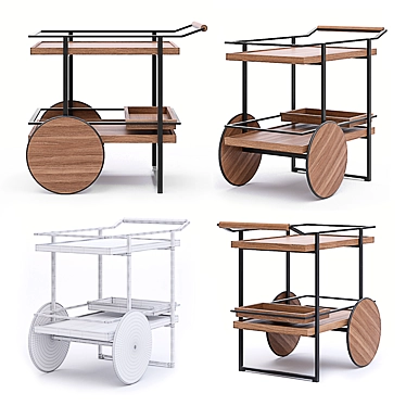 James Bar Cart: The Perfect Mobile Beverage Station 3D model image 1 