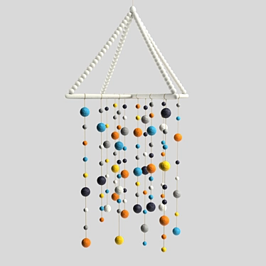 Whimsical Felted Pom-Pom Mobile 3D model image 1 