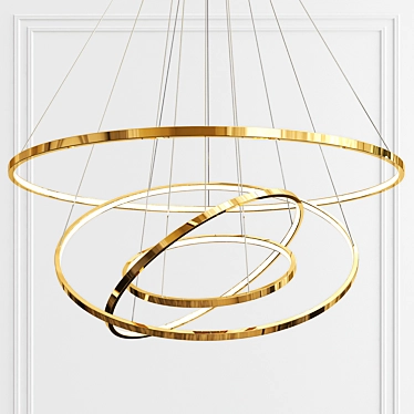 Golden Slim Four Rings - Perfect for an Elegant Look 3D model image 1 