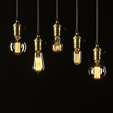 Vintage Edison Light Bulbs Set 3D model image 1 