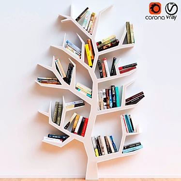 Wooden Bookshelf 3D Model 3D model image 1 