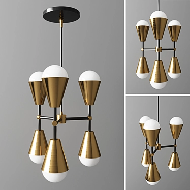 Karmic Glow: Brass & Steel Chandelier 3D model image 1 