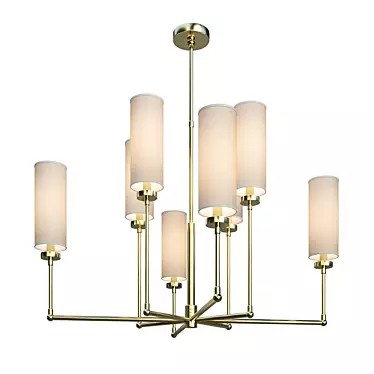 Modern Ziyi Chandelier: Polished Nickel & Natural Paper Shades 3D model image 1 