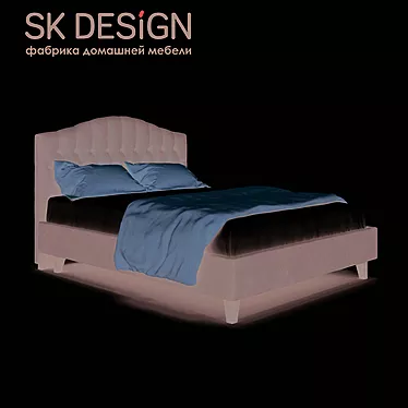 Elegant Hannah Wooden Bed 3D model image 1 