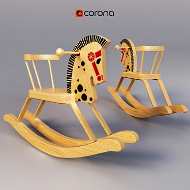 Vintage Wooden Rocking Horse 3D model image 1 