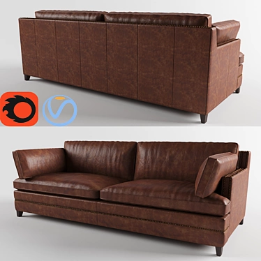 Elegant Leather Sofa 3D model image 1 