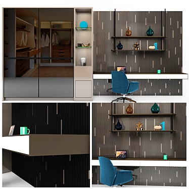 Versatile Wardrobe with Study Table 3D model image 1 