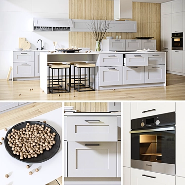 Sleek Frame Lack Kitchen: 18 Elegant Color Options 3D model image 1 