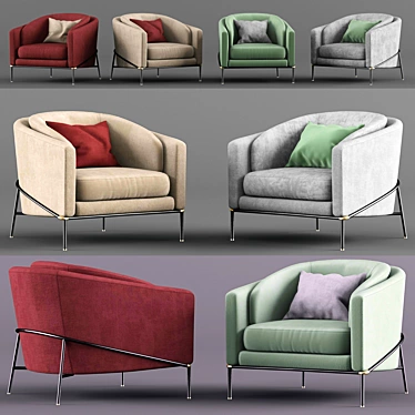 Elegant Minotti FIL NOIR Sofa 3D model image 1 