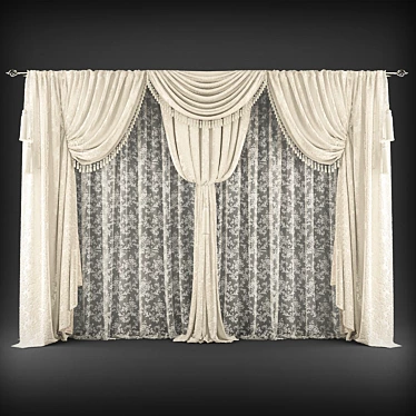 Elegant Classic Style Curtains 3D model image 1 
