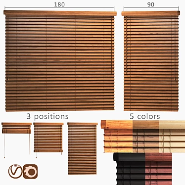 Premium Wooden Blinds, 50mm - 2 Width Options 3D model image 1 