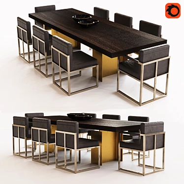 Rustic Beam Dining Table 3D model image 1 