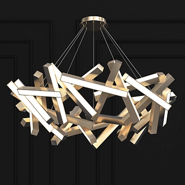 Chaos Chandelier: Aged Brass Elegance 3D model image 1 