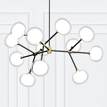 Sleek Matte Black Round Chandelier 3D model image 1 