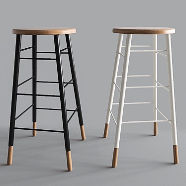 Gordon Whitewash Stools: Elevated Seating 3D model image 1 