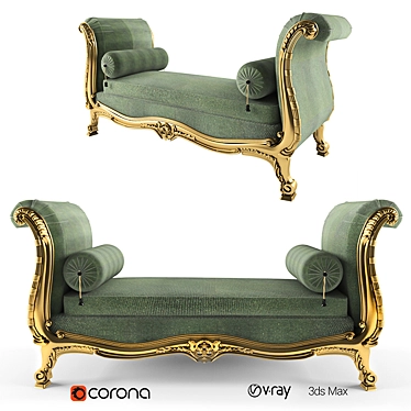 Classic Golden Wood Sofa 3D model image 1 