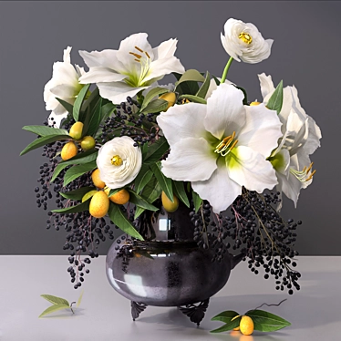 Elegant Floral Vase 3D model image 1 