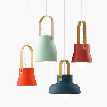CLUTCH Colorful Metal and Wood Pendant Lamps 3D model image 1 