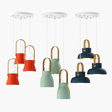Lampatron Clutch Trio: Modern Multi-color Pendant Lights 3D model image 1 