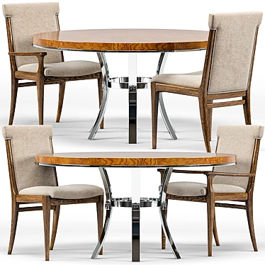 Modern Soho Round Dining Table with Westwood Chairs 3D model image 1 