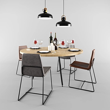 Sleek & Stylish Dining Set 3D model image 1 