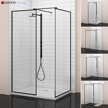 Modo New Black Frame Shower: Industrial Elegance 3D model image 1 