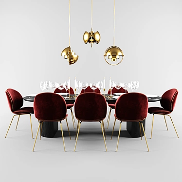 Elegant Gubi Beetle Dining Set 3D model image 1 