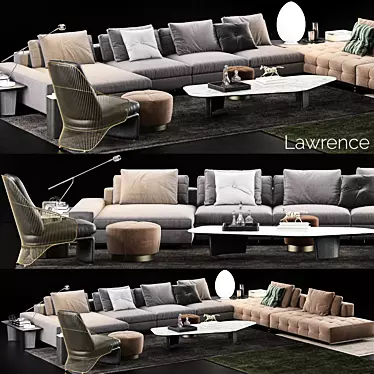 Elegant Minotti Lawrence Sofa Set 3D model image 1 