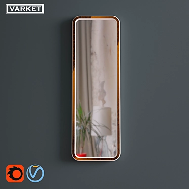 Elegant Rectangular City Mirror 3D model image 1 