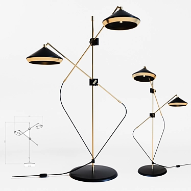 Elegant Adjustable Shear Floor Lamp 3D model image 1 
