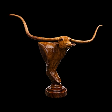 Handcrafted Longhorn Bull Sculpture 3D model image 1 