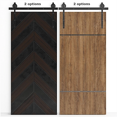 Rustic Sliding Barn Doors 3D model image 1 