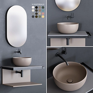 Ceramica Cielo Multiplo Set 2: Modern Wall-Mounted Vanity Unit 3D model image 1 