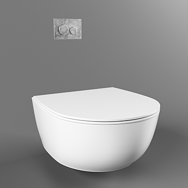 Sleek Round Wall-Mounted Toilet 3D model image 1 