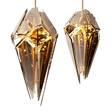 Satin Gold Smoke Glass Chandelier 3D model image 1 