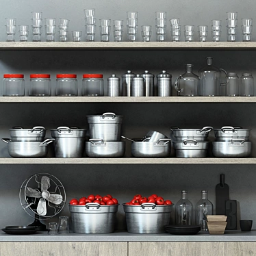 Industrial Style Kitchen Decor Set 3D model image 1 