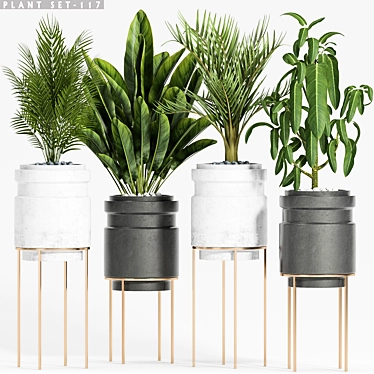 Modern Home Plant Decor Set 3D model image 1 