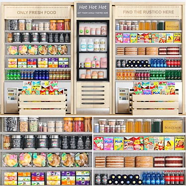 Supermarket Grocery Showcase: Food, Drinks, Snacks 3D model image 1 