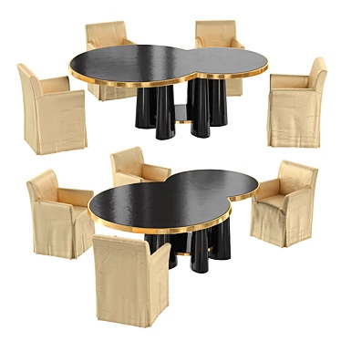 Modern Central Table & Chair Set 3D model image 1 