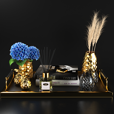 Gold Blue Poly Set 107 3D model image 1 