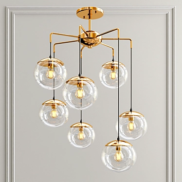 Sleek Brass Bubble Chandelier 3D model image 1 