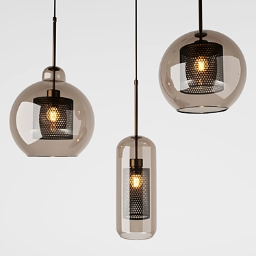 Industrial Amber Pendant Light 3D model image 1 