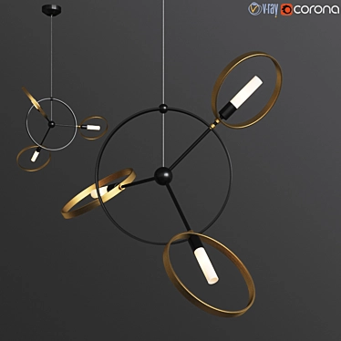 Modern Brass Pendant Light 3D model image 1 