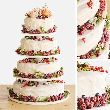 Elegant Wedding Cake 3D model image 1 