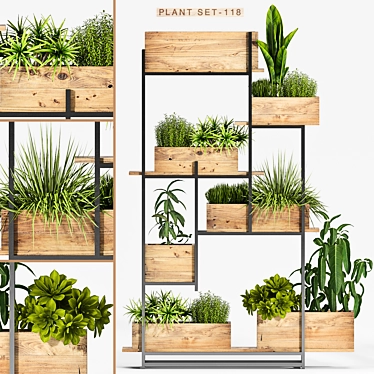 Elegant Greenery: Decorative Planter Set 3D model image 1 