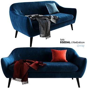 Egedal 2.5-Seat Velvet Sofa 3D model image 1 