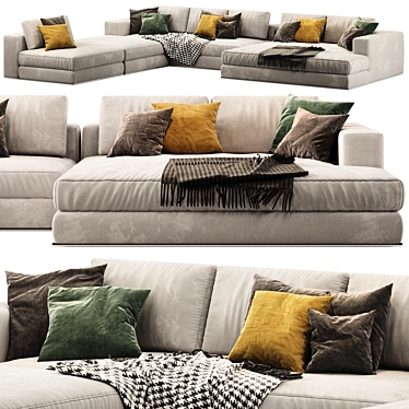 Title: Sleek Minotti Hamilton Sofa with Smooth Unwrapping 3D model image 1 